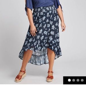 Lane Bryant blue floral high low skirt size 22